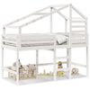 vidaXL Halfhoogslaper met ladder en bedhuis grenenhout wit 90x190 cm