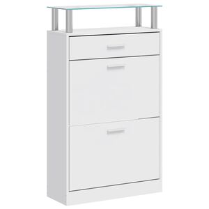 vidaXL Schoenenkast met lade en glazen schap wit hout