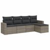 vidaXL 5-delige Loungeset met kussens poly rattan grijs
