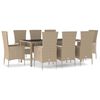 vidaXL 9-delige Tuinset met kussens poly rattan beige
