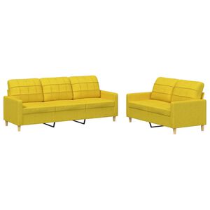 vidaXL 2-delige Loungeset met kussens stof lichtgeel