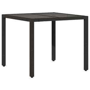 vidaXL Tuintafel met glazen blad 90x90x75 cm poly rattan