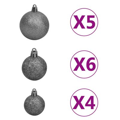 vidaXL Kunstkerstboom met LED's en kerstballen hoek 180 cm PVC groen