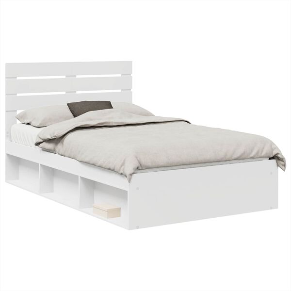 vidaXL Bedframe met hoofdeinde Wit 120 x 190 cm Massief grenenhout
