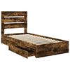 vidaXL Opslag bed met lade Gerookt eiken 70 x 190 cm Bewerkt hout