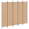 vidaXL 5-Panel Room Divider Beige 250 x 220 cm Stof