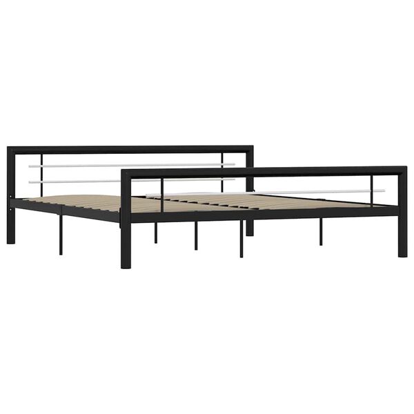 vidaXL Bedframe metaal zwart en wit 180x200 cm