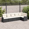 vidaXL Tuinbankenset met kussen 6 pcs Zwart en Wit poly rattan