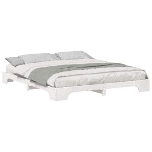 vidaXL Bedframe Wit 200 x 220 cm Massief grenenhout