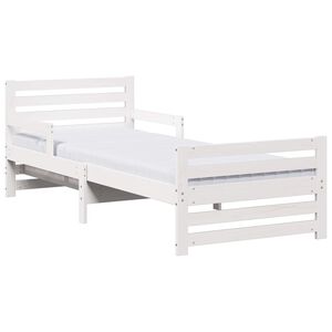 vidaXL Bedframe met matras Wit 80 x 200 cm Massief grenenhout
