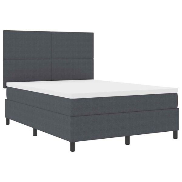 vidaXL Boxspring bed Donkergrijs en Wit 203 x 144 x 128 cm