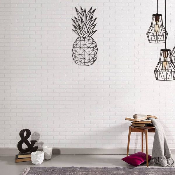 Homemania Wanddecoratie ananas 22x55 cm staal zwart