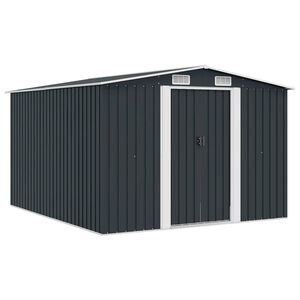 vidaXL Tuinschuur 257x298x178 cm metaal antracietkleurig