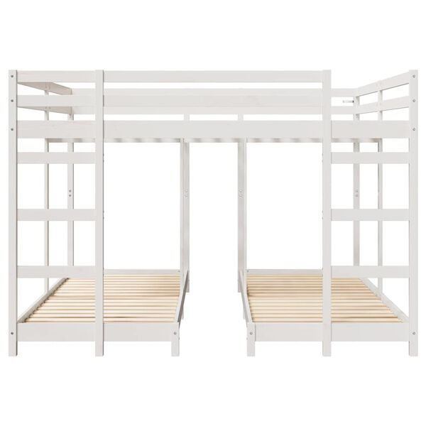 vidaXL Drie-hoog Bunk Bed Frame Wit 200 x 200 cm Massief grenenhout