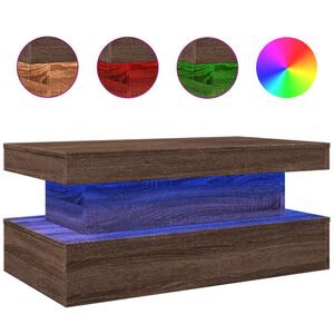 vidaXL Salontafel met LED-verlichting 90x50x40 cm bruin eikenkleur