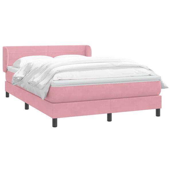 vidaXL Boxspring met matras fluweel roze 160x210 cm