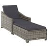 vidaXL Ligbed met donkergrijs kussen poly rattan grijs