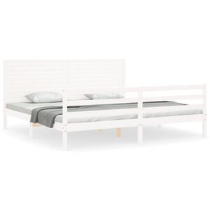 vidaXL Bedframe met hoofdbord massief hout wit