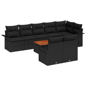 vidaXL Tuinbankenset met opslag 9 pcs Zwart poly rattan