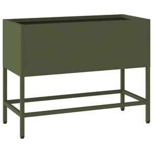 vidaXL Verhoogde Tuin Plantbak Olijfgroen 60 x 26 x 45 cm Staal