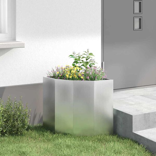 vidaXL Hoek Plantbak Zilver 45 x 45 x 50 cm Gegalvaniseerd staal