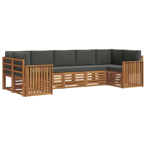 vidaXL Sofa-Sets 7 pcs Natuurlijk en Antraciet Massief Acaciahout