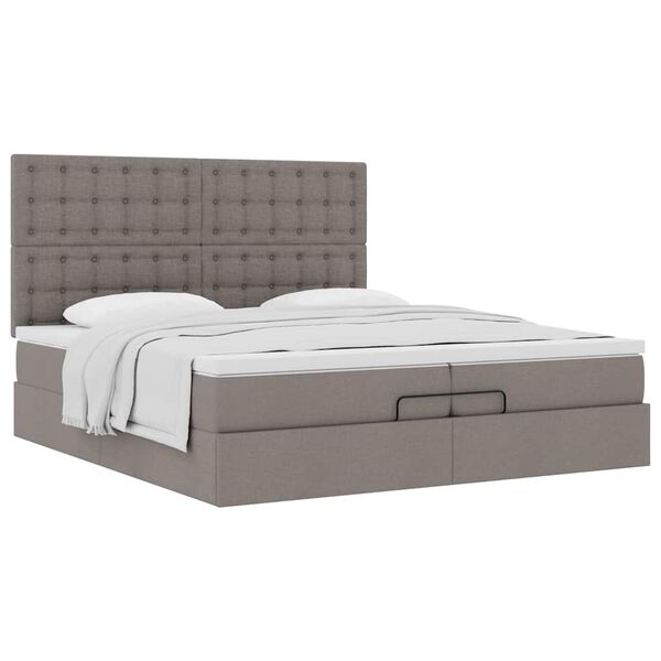 vidaXL Ottoman bed met matrassen 200x200cm stof taupe