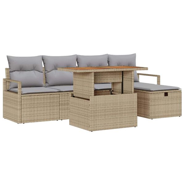 vidaXL Tuin Sofa Set 6 pcs Beige poly rattan