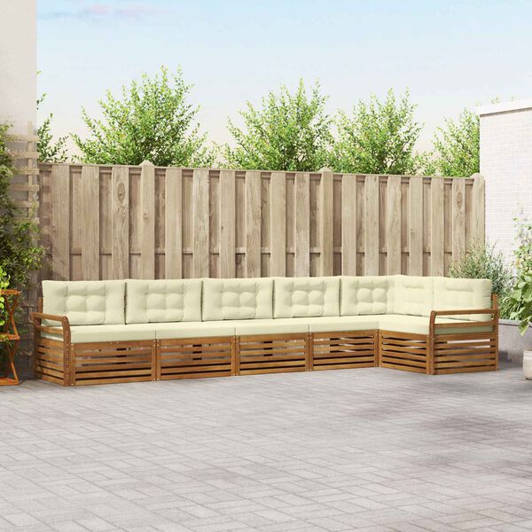 vidaXL Buiten bankenset met kussen 6 pcs Natuurlijk en Cr&egrave;me
