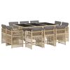 vidaXL 11-delige Tuinset met kussens poly rattan gemengd beige
