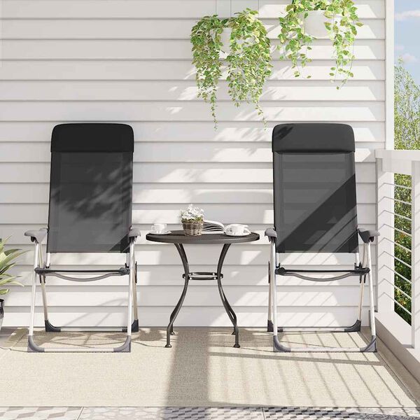 vidaXL Campingstoelen inklapbaar aluminium zwart 2 st