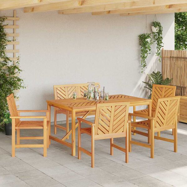 vidaXL Tuin Eetset 6 pcs Bruin Massief acaciahout