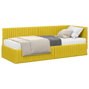 vidaXL Hoekbedframe met Matras 2 st Geel 80 x 200 cm Fluweel
