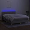 vidaXL Boxspring met matras en LED stof lichtgrijs 140x190 cm