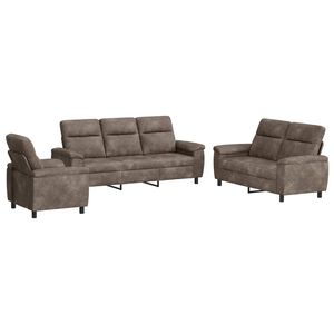 vidaXL Bankstel 3 pcs Donkergrijs Nep Suede Leer
