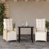vidaXL 3-delige Tuinset met kussens poly rattan beige