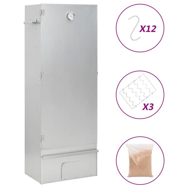 vidaXL BBQ-rookoven met houtsnippers 44,5x29x110 cm staal