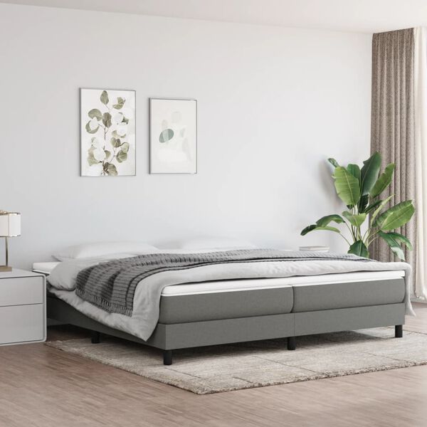 vidaXL Boxspring bed stof donkergrijs 200x200 cm