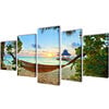 vidaXL Canvas muurdruk set zandstrand met hangmat 100 x 50 cm