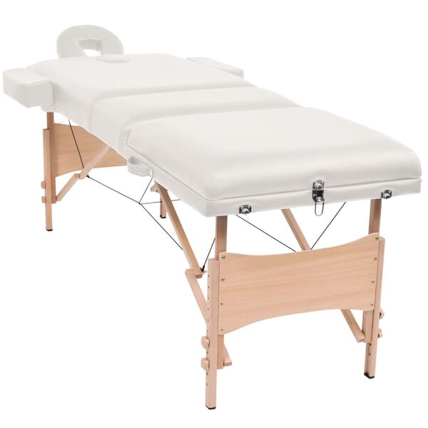 vidaXL Massagetafel inklapbaar 3 zones 10 cm dik wit