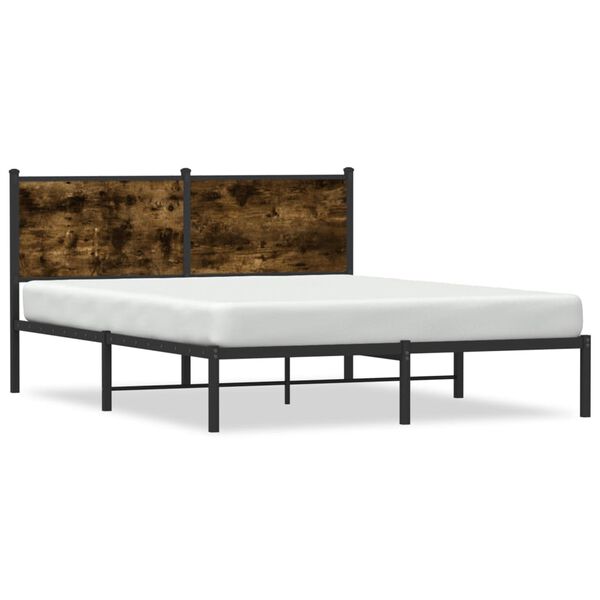 vidaXL Bedframe zonder matras metaal gerookt eikenkleurig 150x200 cm
