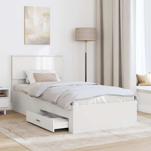 vidaXL Bedframe met hoofdeinde met lade Wit 90 x 190 cm Bewerkt hout