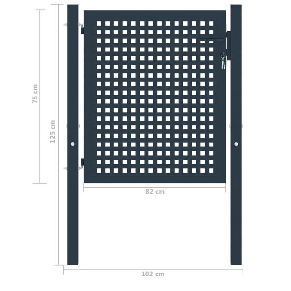 vidaXL Hekpoort Antraciet 102x75 cm Staal