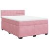 vidaXL Boxspring met matras fluweel roze 160x200 cm