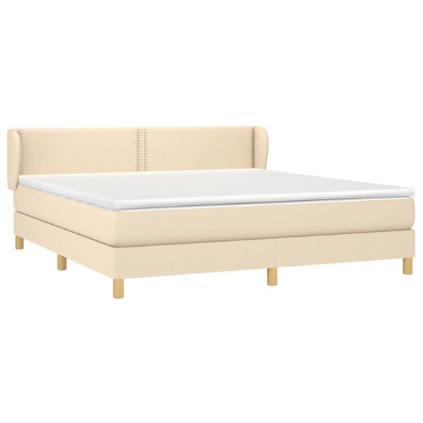 vidaXL Boxspring met matras stof cr&egrave;mekleurig 180x200 cm