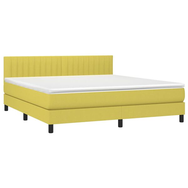 vidaXL Boxspring met matras en LED stof groen 180x200 cm