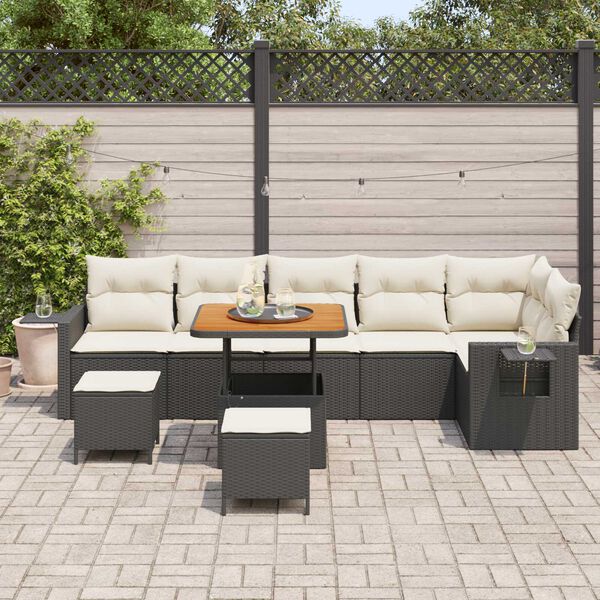 vidaXL Tuin Sofa Set 9 pcs Zwart poly rattan
