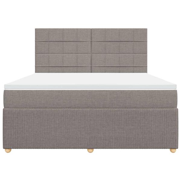 vidaXL Boxspring met matras stof taupe 180x200 cm