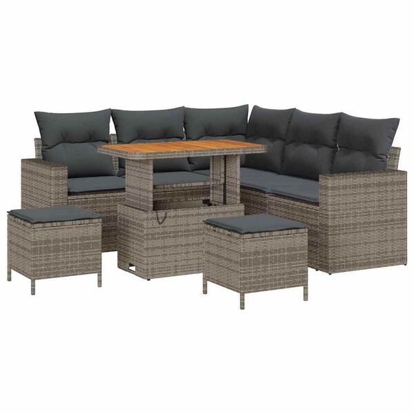 vidaXL Tuin Sofa Set 8 pcs Grijs Poly rattan en gepoedercoat staal