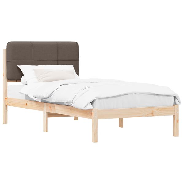 vidaXL Bedframe met Gevoerd Hoofdgedeelte Taupe 90 x 200 cm